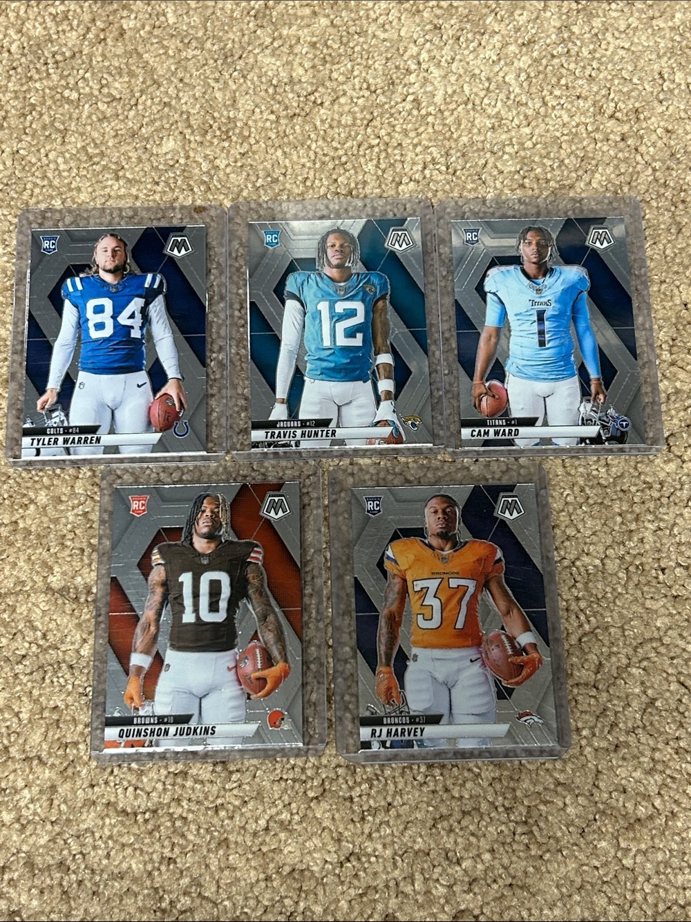 5x 2025 Mosaic R Variation cards of T.Warren,T.Hunter,C.Ward,Q.Judkins, R.Harvey
